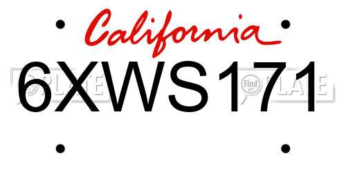 6XWS171 California License Plate
