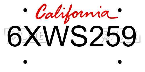 6XWS259 California License Plate