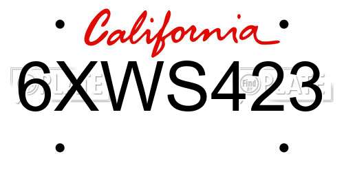 6XWS423 California License Plate