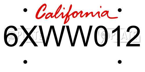 6XWW012 California License Plate