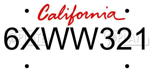 6XWW321 California License Plate