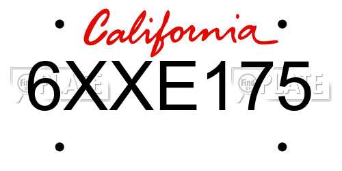 6XXE175 California License Plate