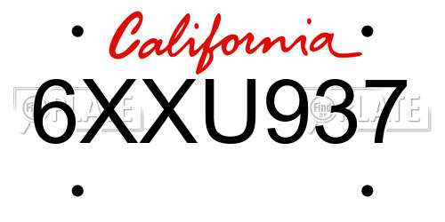 6XXU937 California License Plate