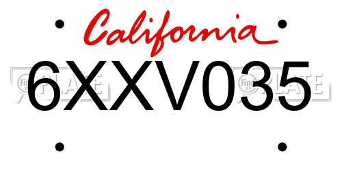 6XXV035 California License Plate