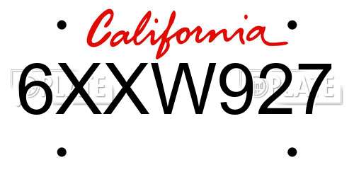 6XXW927 California License Plate