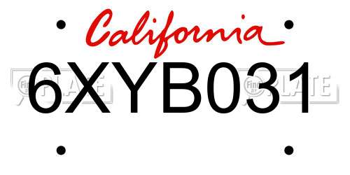 6XYB031 California License Plate