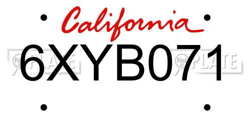 6XYB071 California License Plate