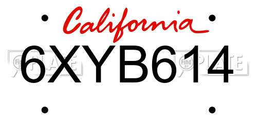 6XYB614 California License Plate