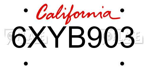 6XYB903 California License Plate