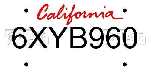 6XYB960 California License Plate