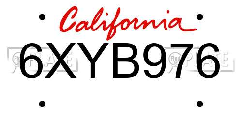 6XYB976 California License Plate