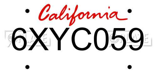 6XYC059 California License Plate