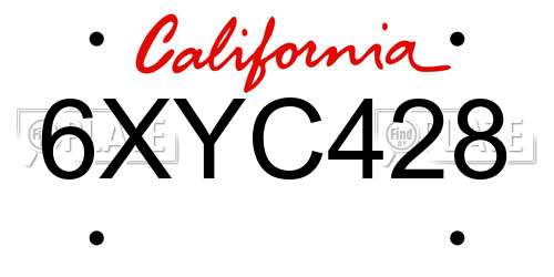 6XYC428 California License Plate