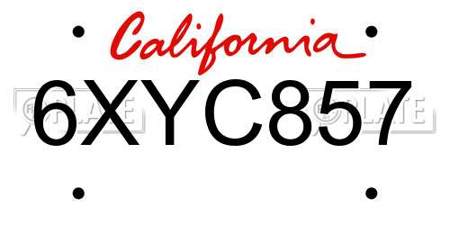 6XYC857 California License Plate