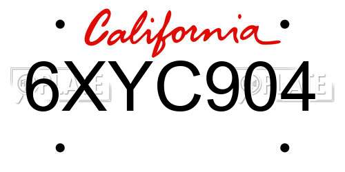 6XYC904 California License Plate