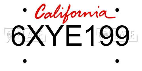 6XYE199 California License Plate