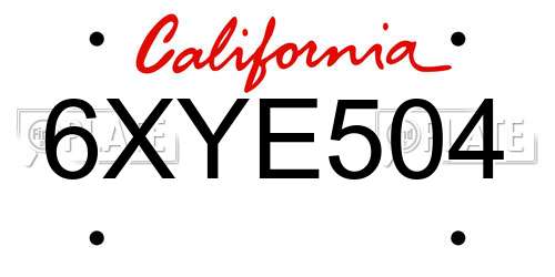 6XYE504 California License Plate