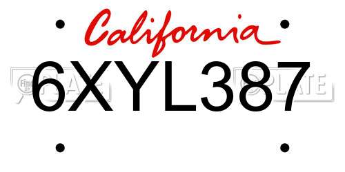 6XYL387 California License Plate