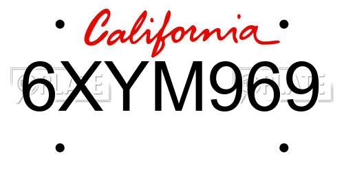 6XYM969 California License Plate