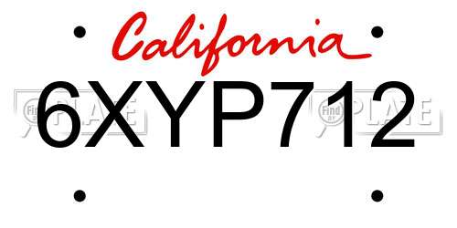 6XYP712 California License Plate