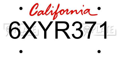 6XYR371 California License Plate