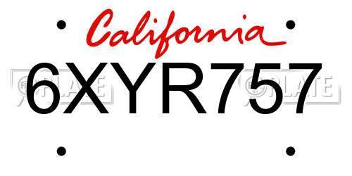 6XYR757 California License Plate