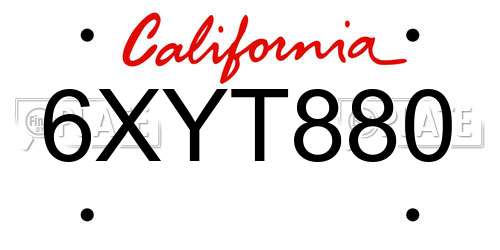 6XYT880 California License Plate