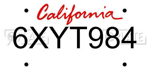 6XYT984 California License Plate