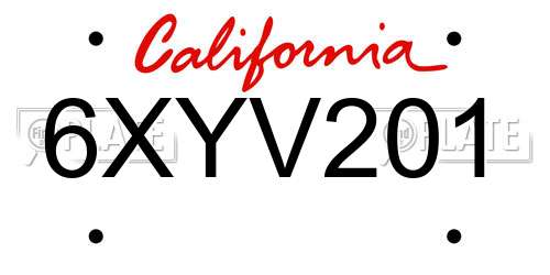 6XYV201 California License Plate