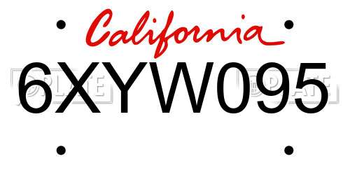 6XYW095 California License Plate
