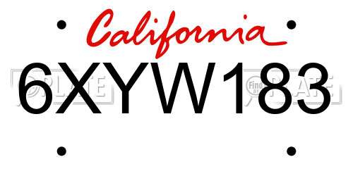 6XYW183 California License Plate