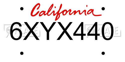 6XYX440 California License Plate