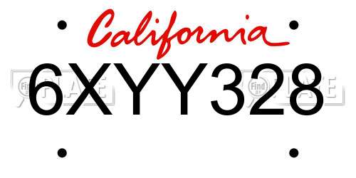 6XYY328 California License Plate
