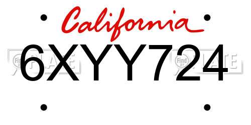 6XYY724 California License Plate