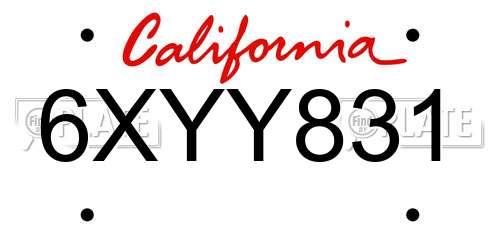 6XYY831 California License Plate