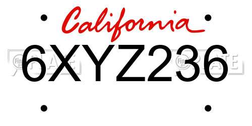 6XYZ236 California License Plate