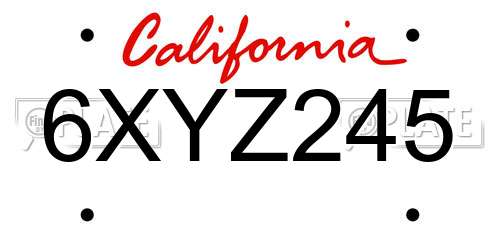 6XYZ245 California License Plate