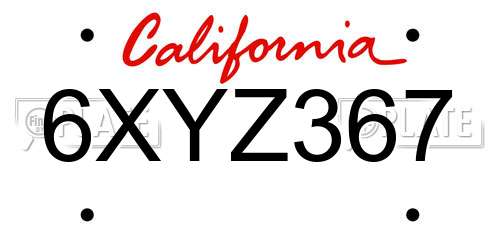 6XYZ367 California License Plate