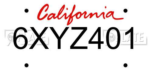 6XYZ401 California License Plate