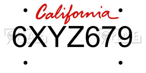 6XYZ679 California License Plate