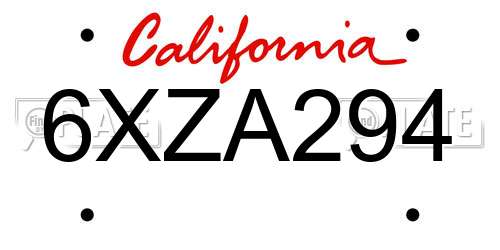 6XZA294 California License Plate