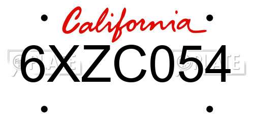 6XZC054 California License Plate