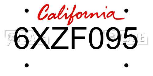 6XZF095 California License Plate