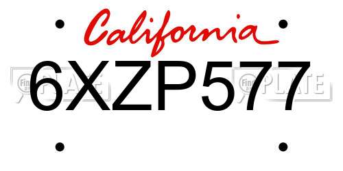 6XZP577 California License Plate