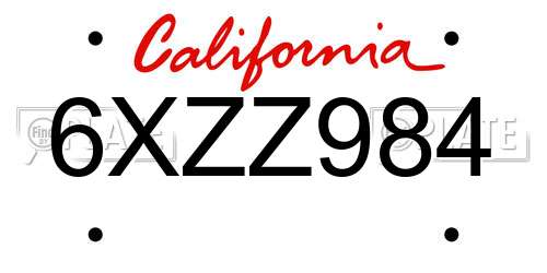 6XZZ984 California License Plate