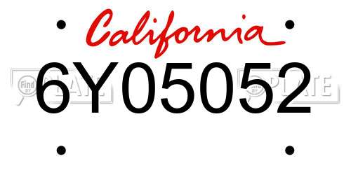 6Y05052 California License Plate