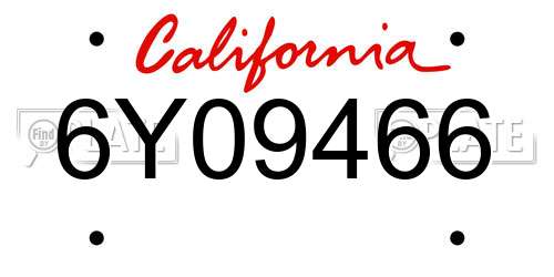6Y09466 California License Plate