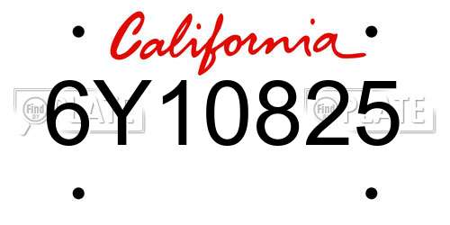 6Y10825 California License Plate