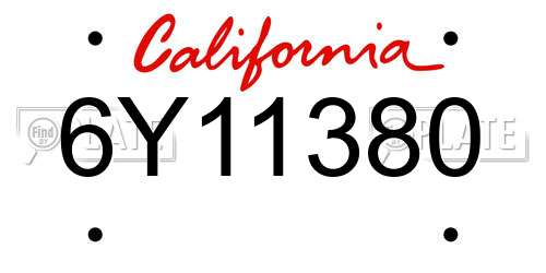 6Y11380 California License Plate