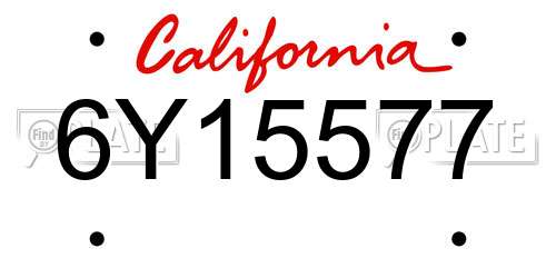 6Y15577 California License Plate